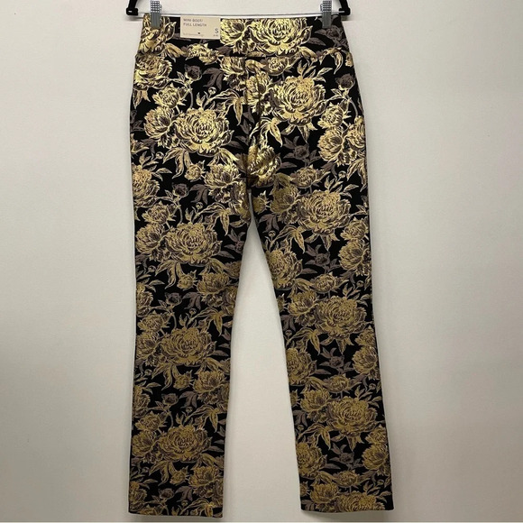 NWT Surroundings Moonstruck Black Metallic Gold Floral Pants size 6 full length - Picture 7 of 10